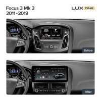Штатна магнітола Teyes LUX ONE 6+128 Gb з коловим оглядом 360° Ford Focus 3 Mk 3 2011-2019 12.3" (L2)