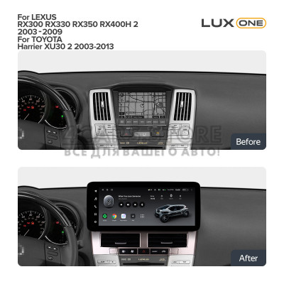 Штатная магнитола Teyes LUX ONE 6+128 Gb с колесным обзором 360° Lexus RX300 RX330 RX350 RX400H II 2 2003-2009