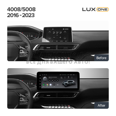 Штатная магнитола Teyes LUX ONE 6+128 Gb с круговым обзором 360° Peugeot 4008 5008 2016-2023 12.3"