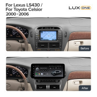 Штатна магнітола Teyes LUX ONE 6+128 Gb з коловим оглядом 360° Lexus LS430 XF30 LS 430 2000-2006 For Toyota Celsior XF30 III 3 2000-2006 12.3"