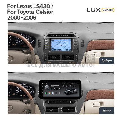 Штатная магнитола Teyes LUX ONE 6+128 Gb з коловим оглядом 360° Lexus LS430 XF30 LS 430 2000-2006 For Toyota Celsior XF30 III 3 2000-2006 12.3"