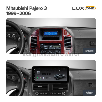 Штатна магнітола Teyes LUX ONE 6+128 Gb з коловим оглядом 360° Mitsubishi Pajero 3 V70 V60 1999-2006 12.3"