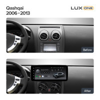 Штатна магнітола Teyes LUX ONE 6+128 Gb з коловим оглядом 360° Nissan Qashqai 1 J10 2006-2013 12.3" (L1)