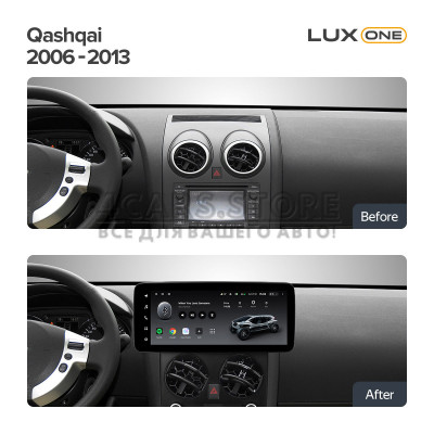 Штатна магнітола Teyes LUX ONE 6+128 Gb з коловим оглядом 360° Nissan Qashqai 1 J10 2006-2013 12.3" (L1)