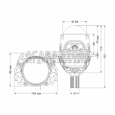 Автомобільні лінзи AMS ORIGINAL A1 2.5 F/R Автомобільні лінзи AMS ORIGINAL A1 2.5 F/R