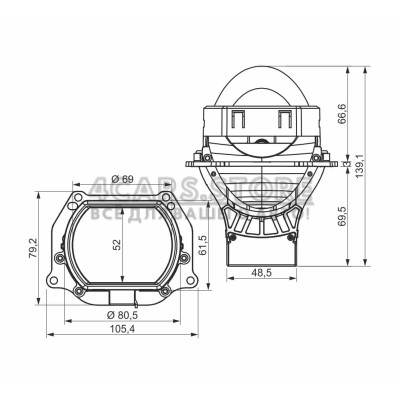 Автомобильные линзы AMS ORIGINAL A7 Square 3.0 F