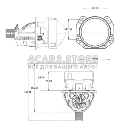 Автомобільні лінзи Cyclone LED BL 2.5" I1 MAX 55/63W