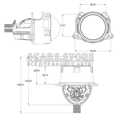 Автомобільні лінзи Cyclone LED BL 3.0" I2 MAX 55/63W