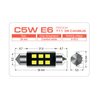 LED лампа AMS EXTREME C5W E6 T11 39 CANBUS 5500K