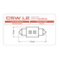 LED лампа AMS LONGLIFE C5W L2 T11 CANBUS 6000K