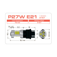 LED лампа AMS EXTREME P27W E21 3157 1300K