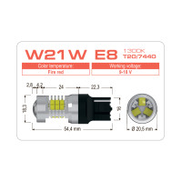 LED лампа AMS EXTREME W21W E8 T20/7440 1300K