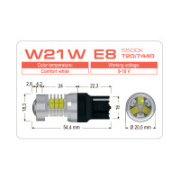 LED лампа AMS EXTREME W21W E8 T20/7440 5500K