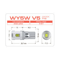 LED лампа AMS EXTREME WY5W V5 T10 2200K
