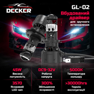 LED лампи Decker GL-02 5K H4 H/L LED лампи Decker GL-02 5K H4 H/L